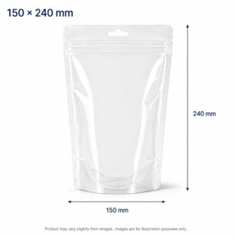 150 x 240 mm Clean Standup Zip Lock Pouches with Euro cut and Hang Hole